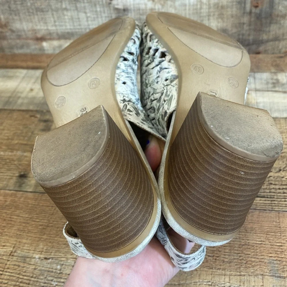 Remonte Sandals Women Size 41 US 10 10.5 Cream Green Leather Perforated Metallic - Picture 14 of 16